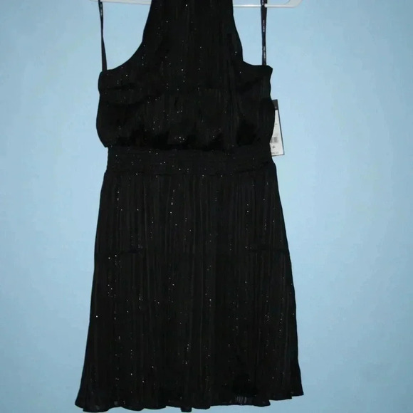 BCBG Paris Small Women's Black Glittery Halter Top Mini Dress NWT - Picture 2 of 16